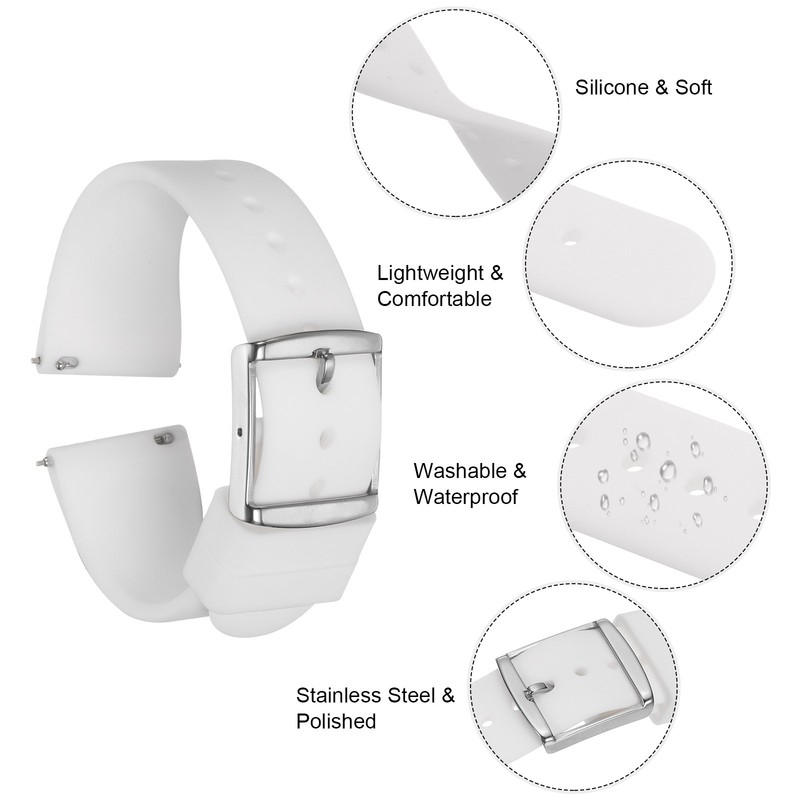 22mm Silicone Strap Quick Release Clasp Silver White gallery