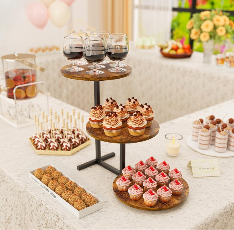 3 Tier Cupcake Tower Stand for 24 Cupcakes, Wooden Tiered Tray Stands, Displa... gallery