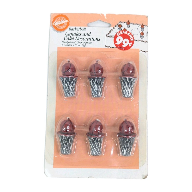 Wilton Basketball Candles & Cake Decor 6 pc Birthday Cake Topper Cupcakes Party
