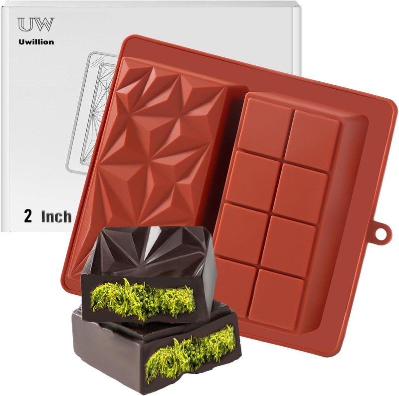 UWILLION Chocolate Mold – Deep Dubai 2 Inch Pistachio Silicone Thick Mold for St