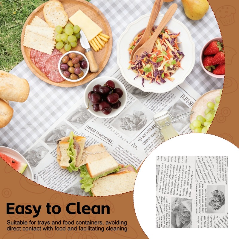 50Pcs Sandwich Wrapping Paper, 6.3x6.3" Food Basket Liners, White (Newspaper) gallery
