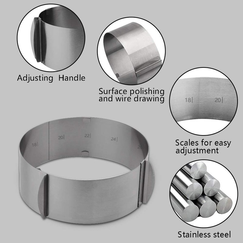 Adjustable Stainless Steel Cake Mould Set - 6 to 12 Inch Round & Square Baking R gallery