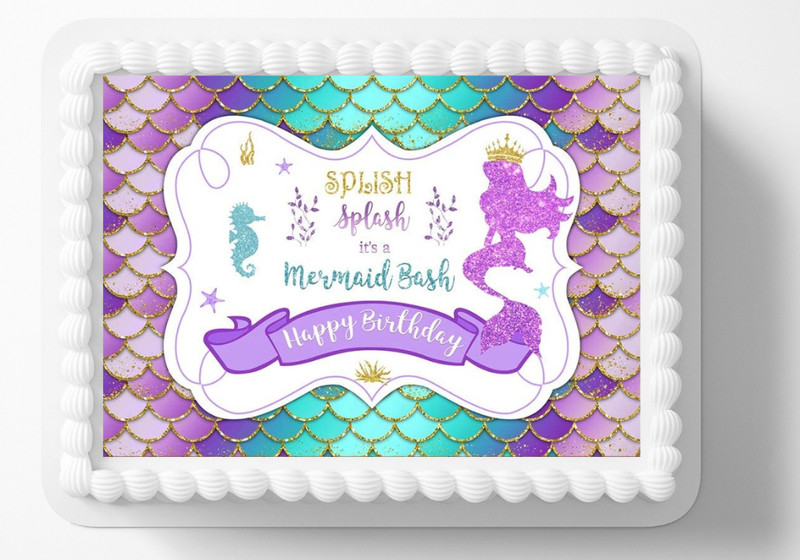 Mermaid Mermaids Tails Edible Image Personalize Edible Birthday Cake Topper 01