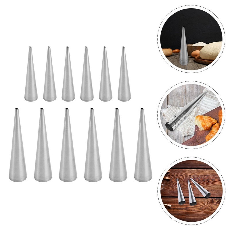 12Pcs Reusable Stainless Steel Croissant Mold Conical Pastry Tubes for Baking gallery