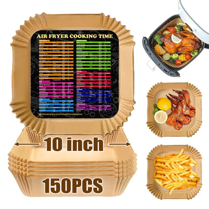 Air Fryer Liners 10 Inch, Square Airfryer Square-10inch-150pcs, wood color
