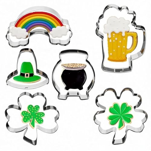 St. Patrick's Day Cookie Cutter Set - 6 pcs Stainless Steel Shamrock Cookie gallery