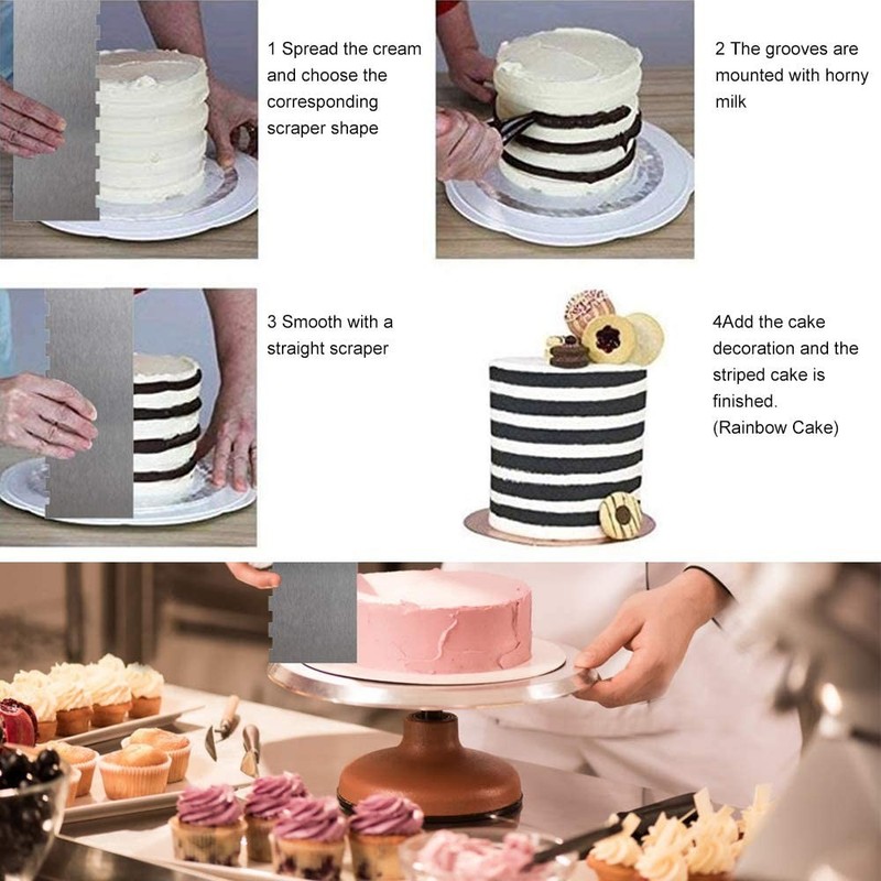 Cake Scraper 9 Inch Metal Stainless Steel Bench Frosting Comb Jagged Edge gallery