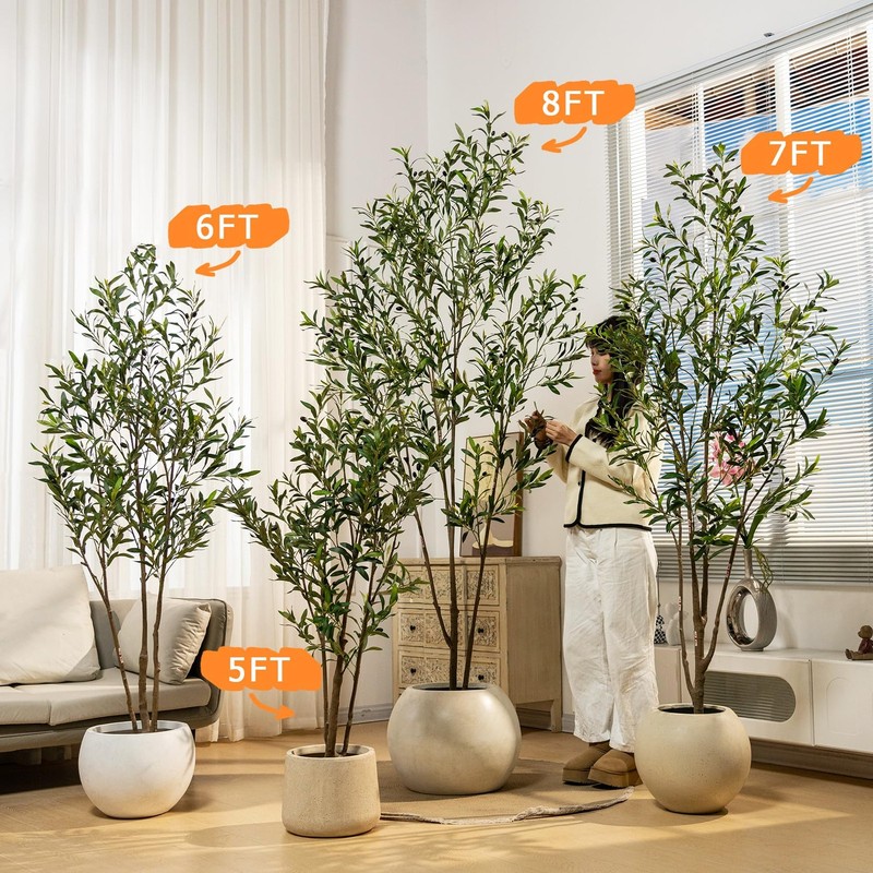 Erimda 5Ft Artificial Olive Tree Tall Faux Silk Plant Tall Faux Olive Tree gallery
