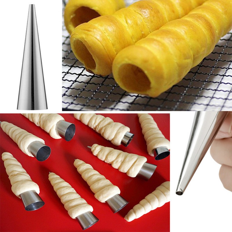 16pcs Steel Pastry Cream Horn Molds Conical Tube Cone Pastry Roll Horn Mould gallery