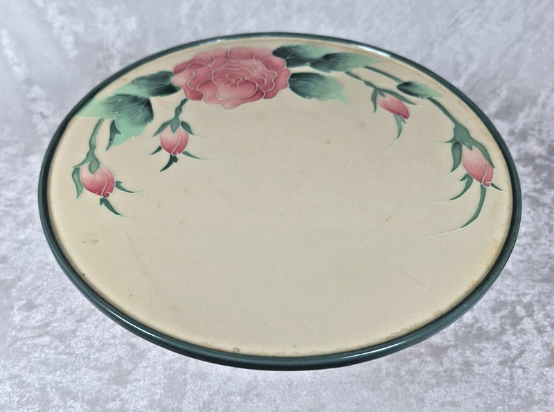 The Tea Rose Collection Cake Plate Stand 2006 Roses 9.75" gallery