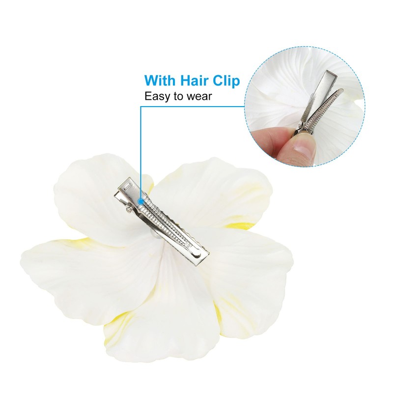 10Pcs Hawaiian Hibiscus Flowers Foam Artificial Flowers Hair Clip Yellow gallery