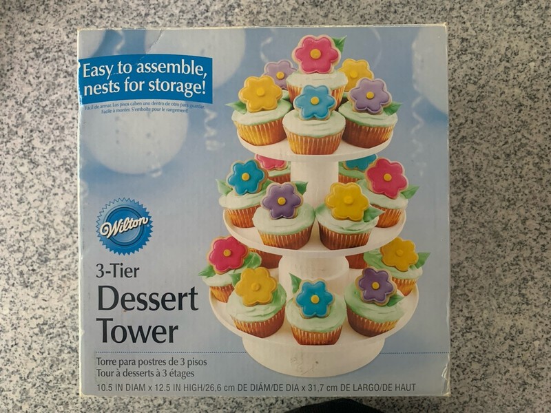 Wilton White 3 Tier Dessert Tower, Fruit,cupcakes