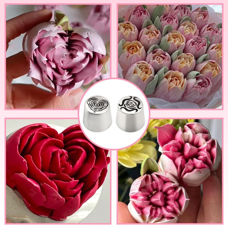 2 Extra Large Russian Piping Tip, 44mm Stainless Steel Rose Flower Nozzle for... gallery
