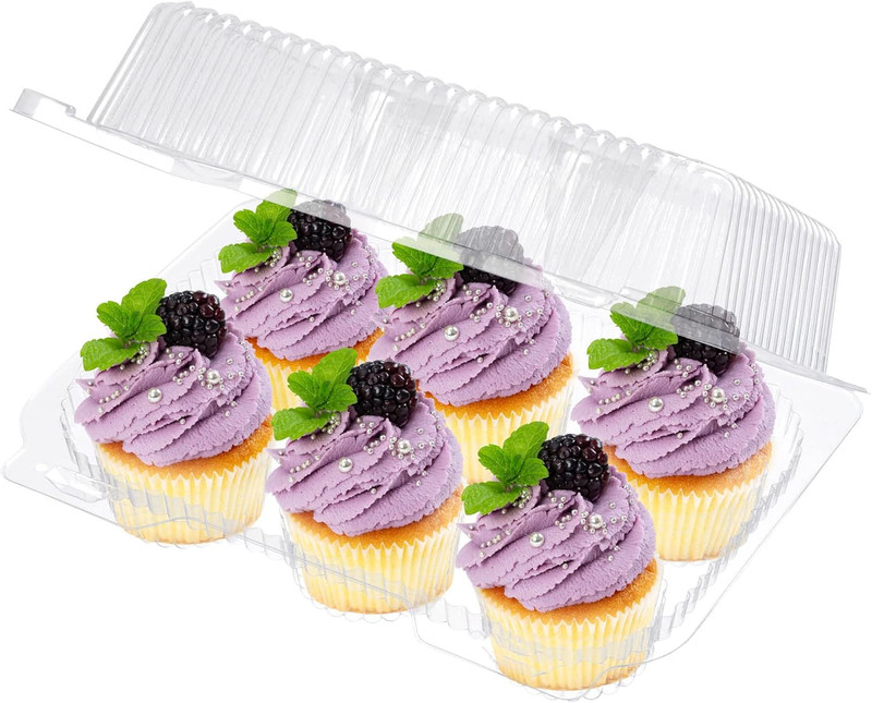 Plastic Cupcake Containers Boxes | 6 Compartment – 42 Pack | Disposable High Dom gallery
