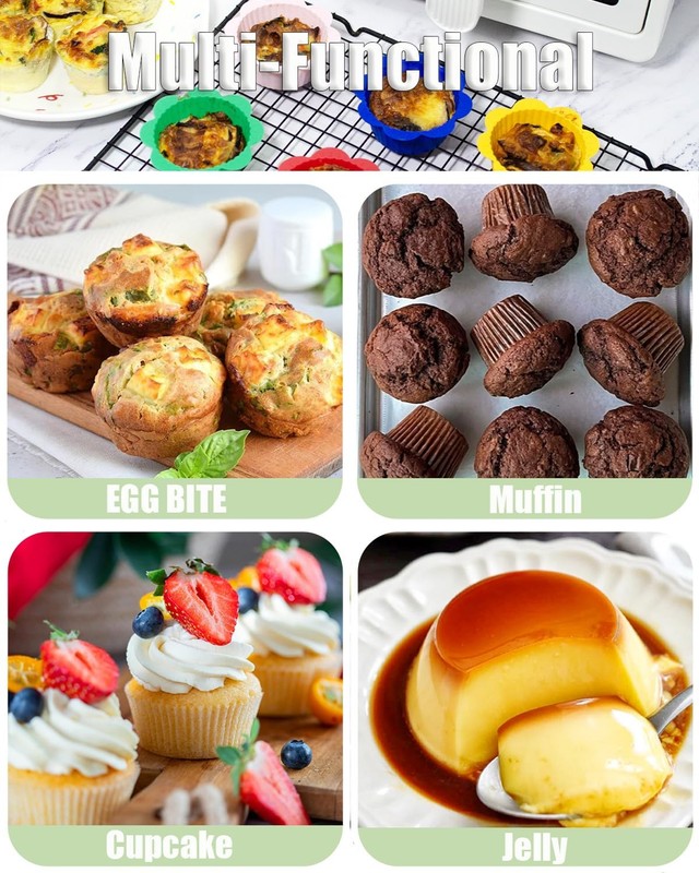 24 Pcs Silicone Muffin Liners with Tabs, Reusable Cupcake Liners for Steel Mu... gallery