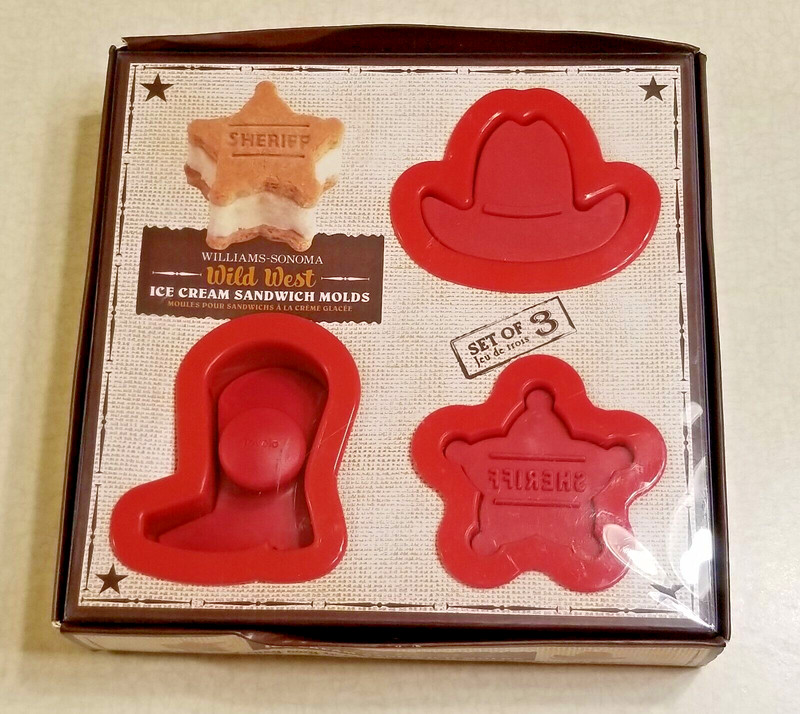 WILLIAMS-SONOMA WILD WEST ICE CREAM SANDWICH MOLDS Cowboy Sheriff Party Fun gallery