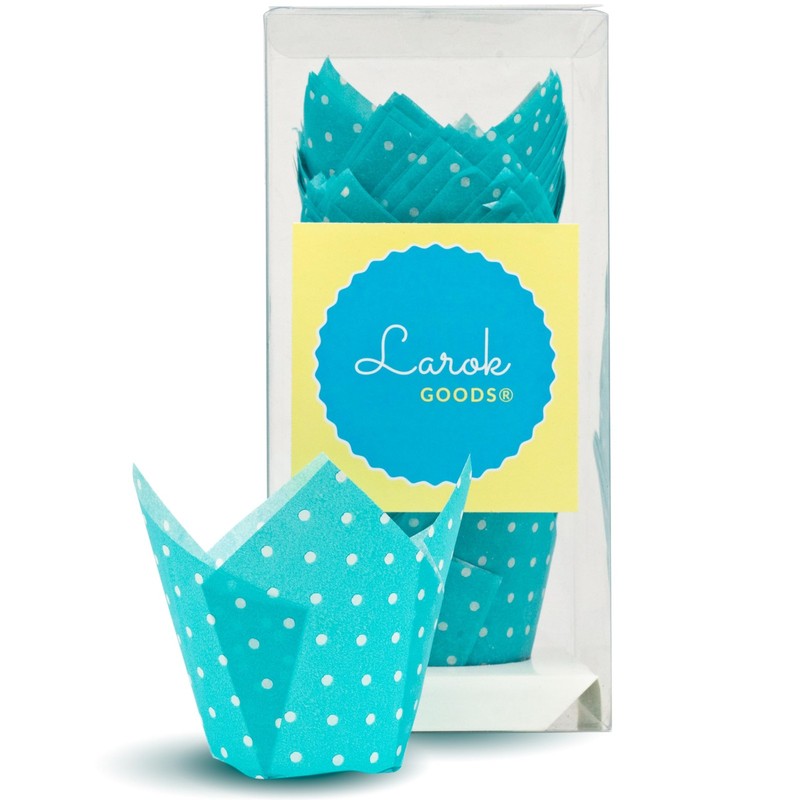 Tulip Baking Cupcake Liners Muffin Wrappers Light Blue Polka Standard 100 PCS