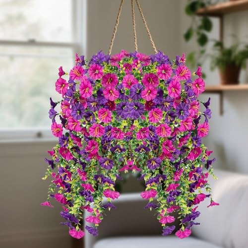 Bougainvillea Artificial Hanging Flowers Plants for Outdoors Pink + Purple gallery