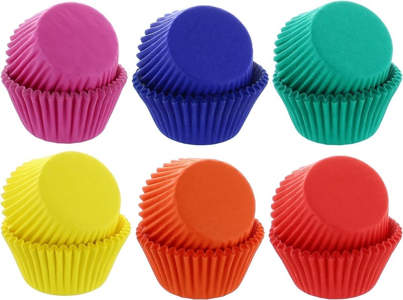 Bright Rainbow Baking Cups – 300-2″ Cupcake Liners, Red,