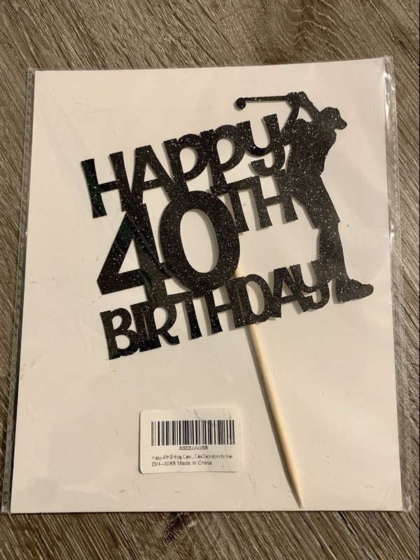 Happy 40th Birthday Cake Topper Glitter Golf Sports Themed Party Decoration 7” gallery