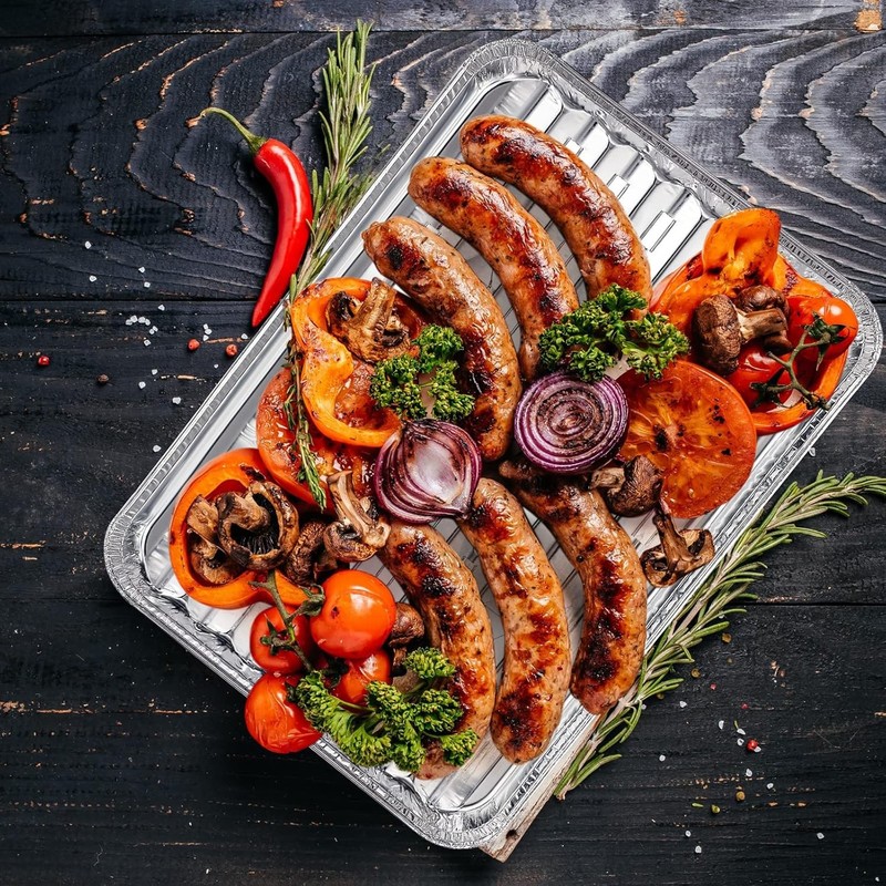 50 Pack Aluminum Grill Pans 9x13 Inch Broiler Pans Oven Disposable Aluminum gallery