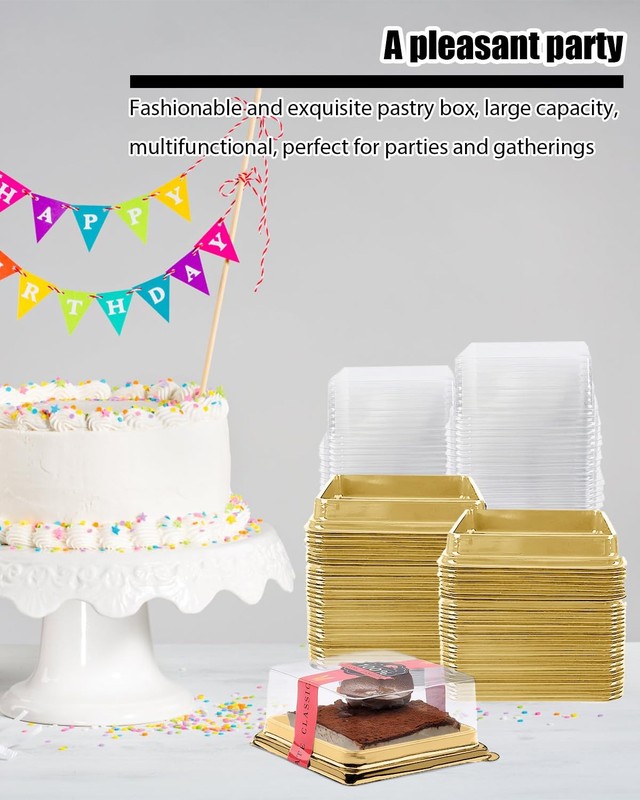 Mini Cake Boxes, 100 Pack Desert Containers With Lids Mooncake Box Mini Desse... gallery