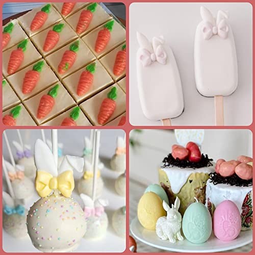 Rabbit Chocolate Silicone Molds 4 Pcs, Easter Bunny Ears Carrots Fondant Mold gallery