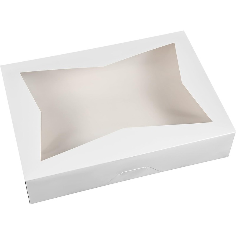 14 x10 x 3inch White Lock Corner Window Bakery Cookie Boxes, Large Paperboard... gallery