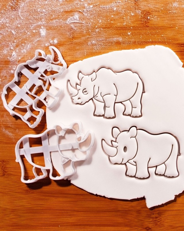 Rhinoceros Cookie Cutters Set -zoo African endangered wildlife baby safari rhino