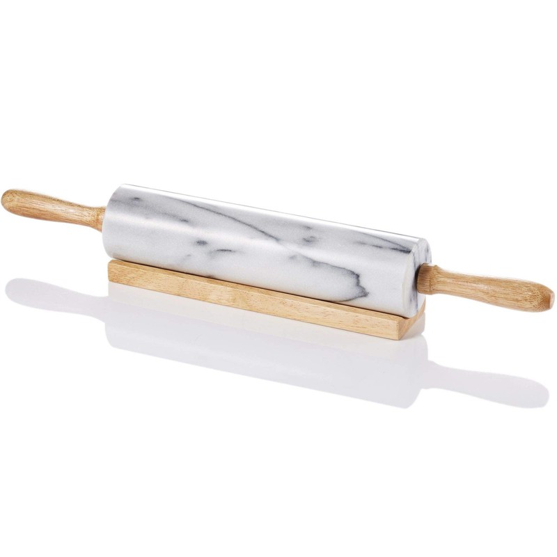 Rolling Pin-Wooden Handles(White)(Premium Quality) Polished Surface 18-inch(1…