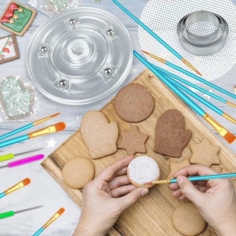 123 PCS Cookie Decorating Kit Supplies Including Acrylic Turntable Colorful gallery