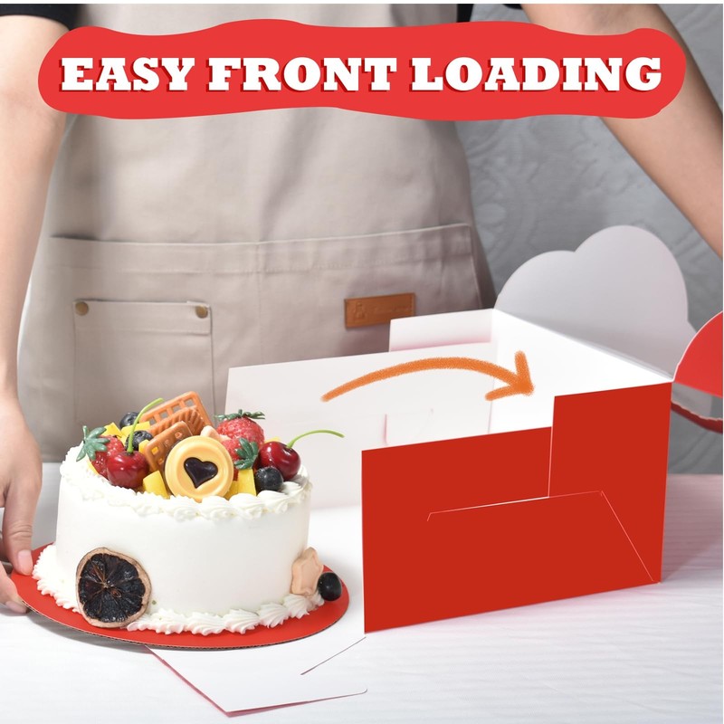 20 Sets 8x8x5 Inch Red Cake Boxes Window 8 Inch Boards Cardboard Containers gallery
