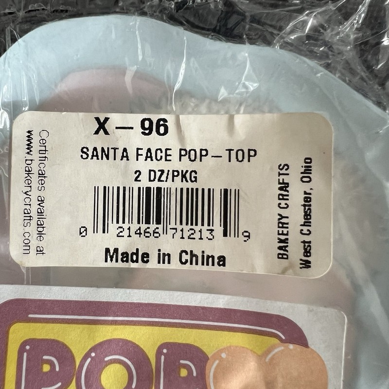 VTG 1999 Bakery Crafts Pop Tops 6” Santa Face Cake Toppers NEW SEALED Pack Of 24 gallery