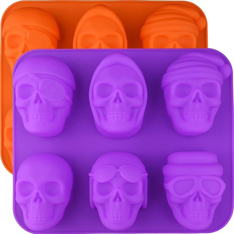 2-Piece 3D Skull Silicone Mold Set - Ideal for Halloween Baking & Soap Making gallery