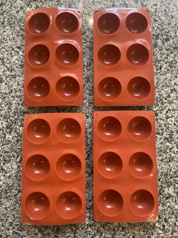 Set Of 2 -6- Cavity Silicone Cake Mold Chocolate Bombs Mold 3" Half Ball Sphere gallery