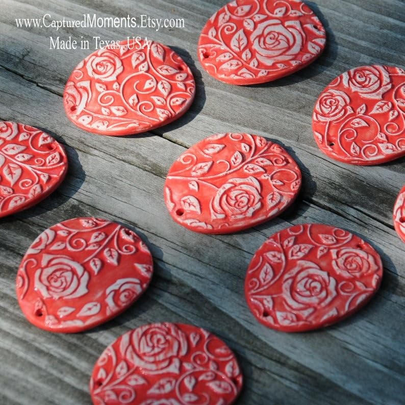 DAMASCUS ROSES Embossed Rolling Pin Wooden Embossing Dough Roller for Cookies... gallery