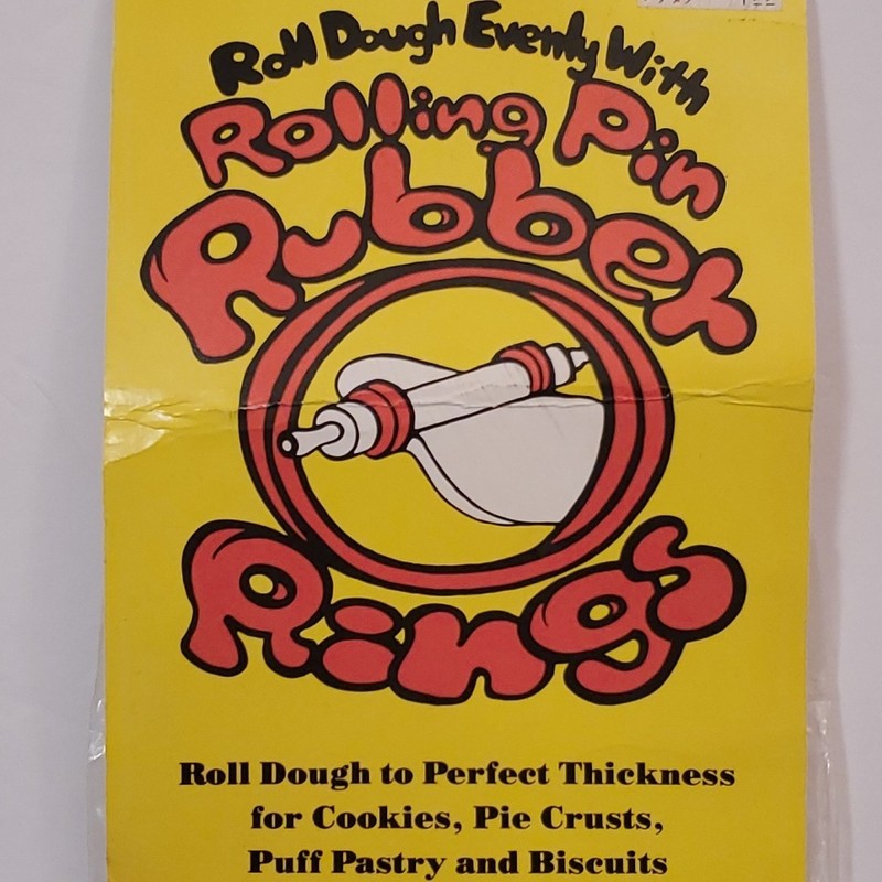 Roll dough evenly with Rolling Pin Rubber Rings New old stock gallery