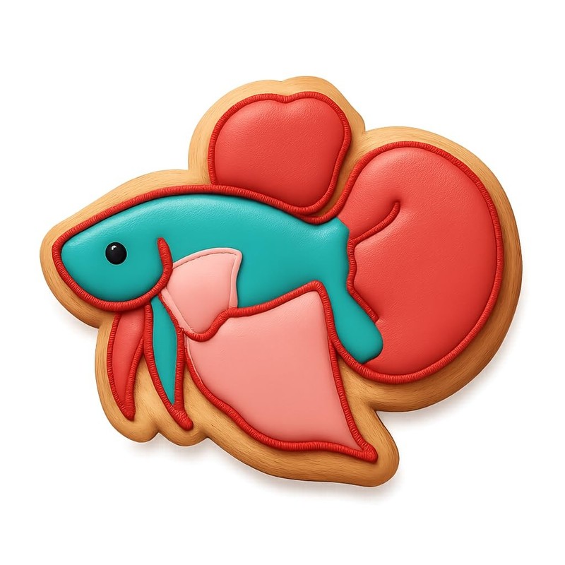 Elephant Ear Betta Fish Cookie Cutter & Stamp, Fondant & Clay – 4×3.1