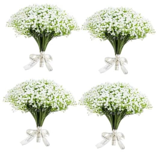 120 Pcs Babys Breath Artificial Flowers, Babies Breath Faux Bulk Greenery, gallery