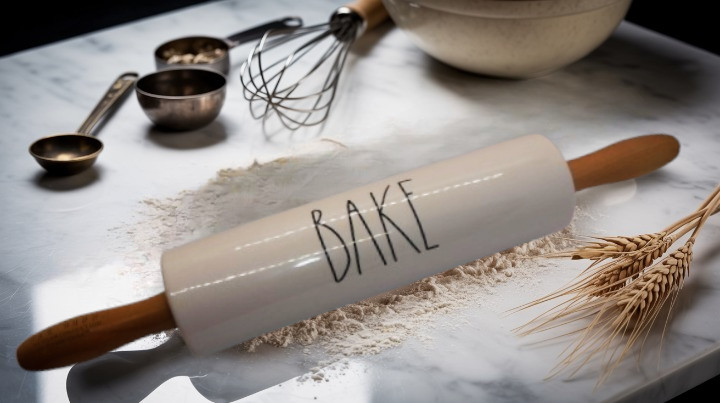 Rae Dunn Artisan “BAKE” Rolling Pin – Ceramic & Wood Discontinued