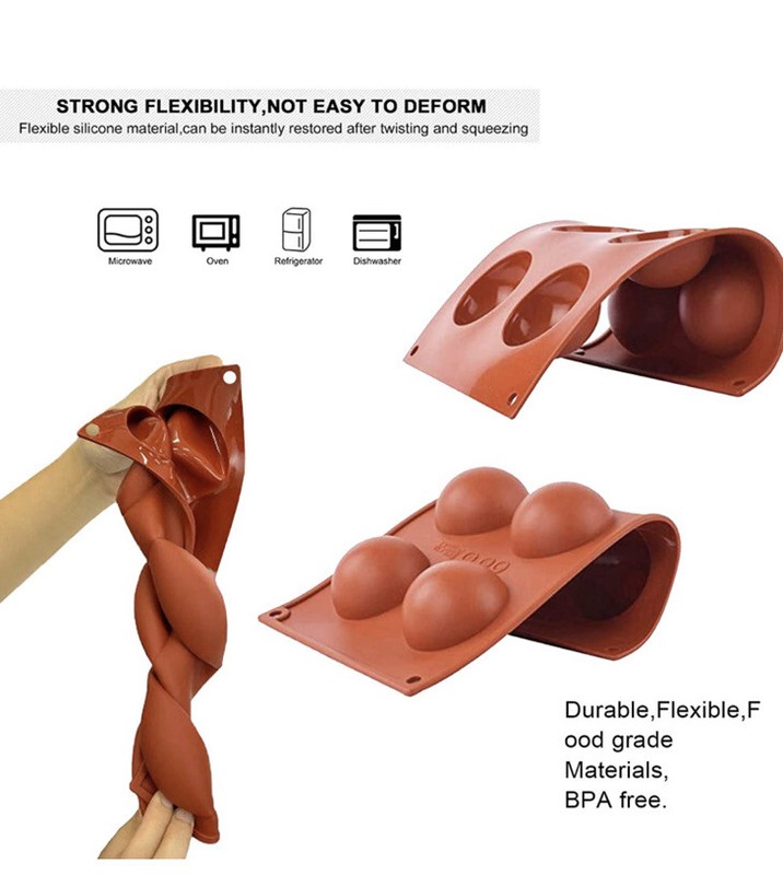 5 Pack 6-Cavity Silicone Cake Mold Hot Chocolate Bombs 2.5in Half Ball Sphere gallery