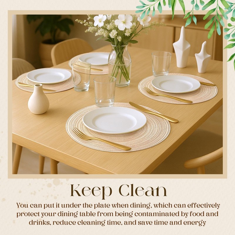 Geosar 100 Pcs Disposable Paper Placemats Cotton Woven Look 13'' Round Placem... gallery
