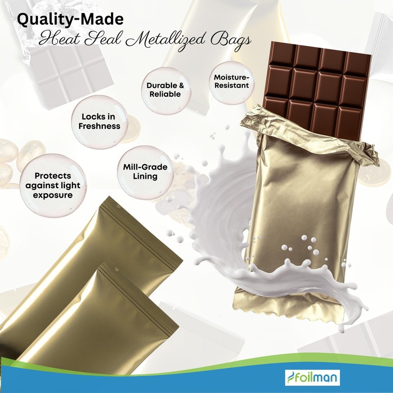 - Heat Seal Bags Metallized For Chocolate Bar Wrapping Actual bags size 3 x 6... gallery