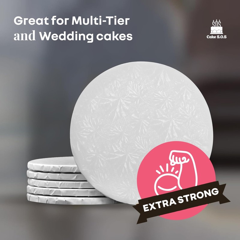 White Round Sturdy Cake Board Drums Display 1/2 Inch Thick 10 Inch 6 PCS gallery