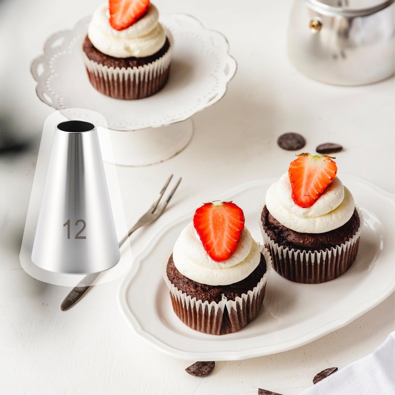 Stainless Steel #12 Round Piping Tip Reusable Icing Nozzles Baking Decor 3 PCS gallery