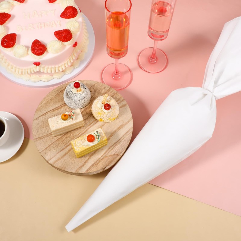 4 Pcs White Cloth Frosting Bags with Plastic Coating 24" Reusable Piping Past... gallery