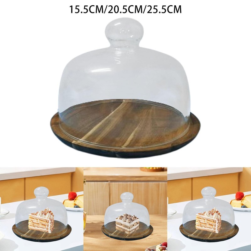 Wood Cake Stand with Dome Cake Display Stand for Kitchen Restaurants Cookies gallery