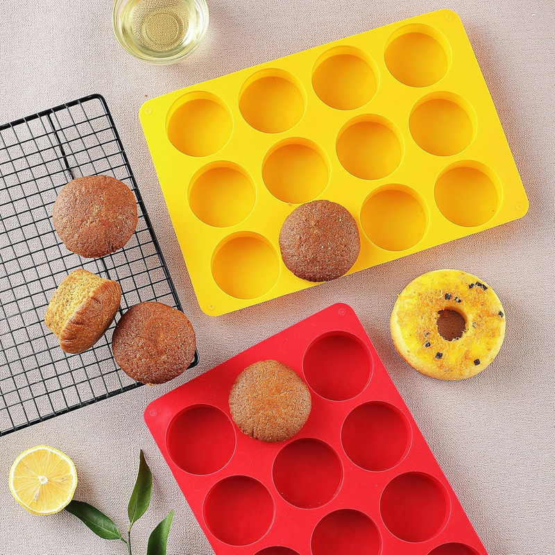 2PCS Silicone Cookie Chocolate Molds, 12-Cavity round Silicone Baking Mold for gallery