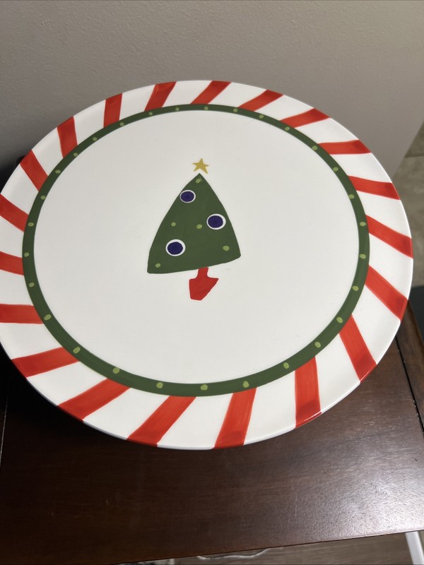 Pier 1 Candy Cane Cake Plate Stand, 12”