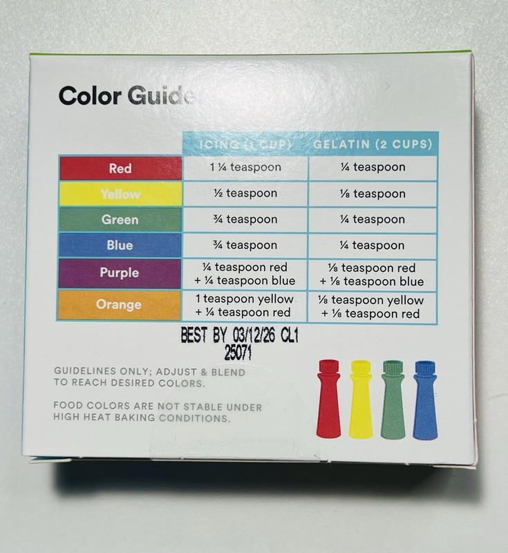 Plant-Based Food Coloring (Red, Yellow, Green & Blue Bottles),Vegan (set Of 2) gallery